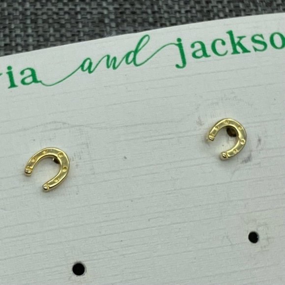 Olivia and Jackson Earrings 2 Prs St Patricks Sterling Silver Horseshoe Shamrock - Picture 2 of 7
